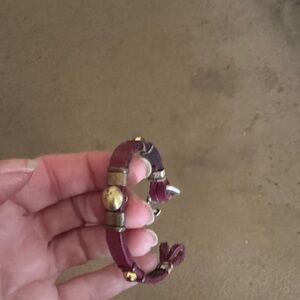 Purple Leather Bracelet with Gold Accents